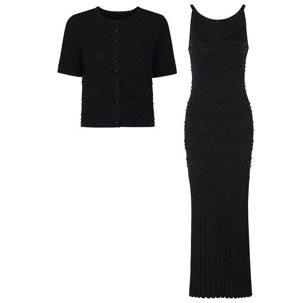 Beaded Crewneck & Sleeveless Dress Set Winteres