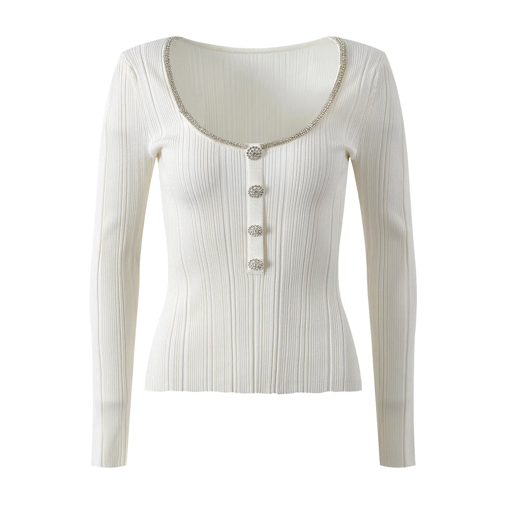 Rhinestone Slim Fit Knit top Winteres