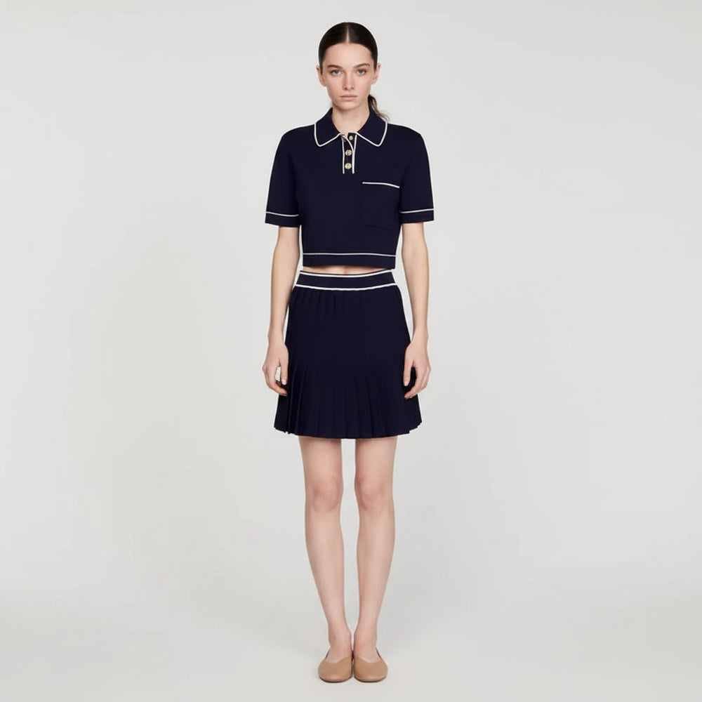 Vintage Collar Top & Mini Skirt Set Winteres