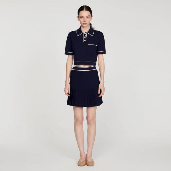 Vintage Collar Top & Mini Skirt Set Winteres