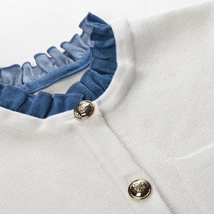 Denim Patchwork Ruffle Cardigan Winteres