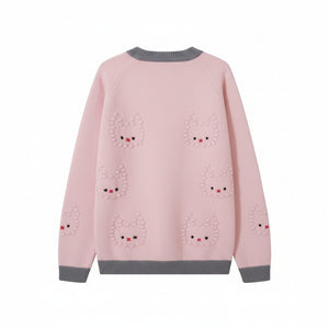 Raglan-Sleeve Striped Crew-Neck Cardigan Winteres
