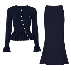 Sleek Knit Skirt Suit Winteres
