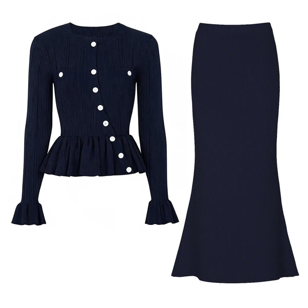 Sleek Knit Skirt Suit Winteres