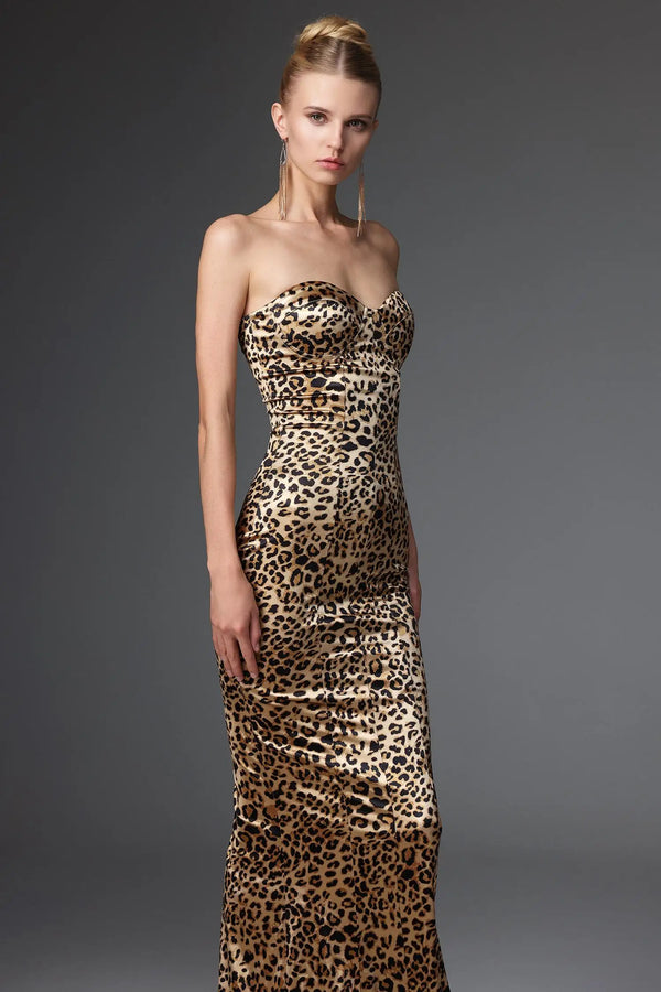Women Chic IRayen Sexy Slimming Strapless Leopard Maxi Dress Ladies Bodycon Occassion Birthday Cocktail Prom Party Dresses Winteres
