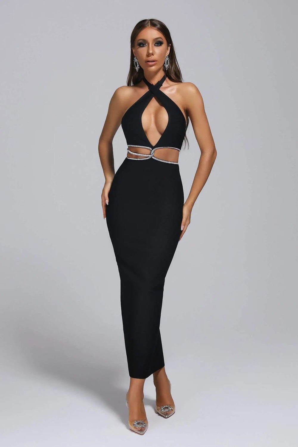 Vera Rhinestone Bandage Maxi Dress Winteres