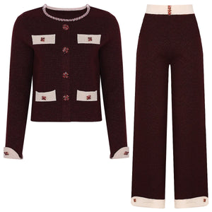 Knitted Cardigan Pants Set Winteres