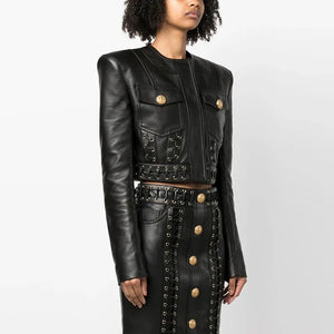 Scheana Shay Buttons Leather Clothing Winteres