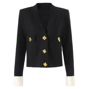 Luxury V-neck Colorblock Cardigan Winteres