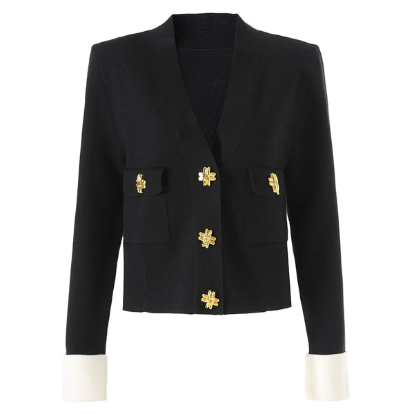 Luxury V-neck Colorblock Cardigan Winteres
