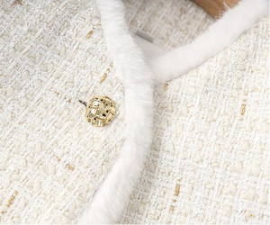 White Tweed Belted Jacket Winteres