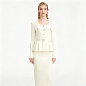 Ruffled Waist Knit Midi Dress Winteres
