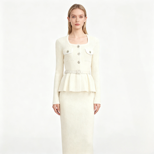 Ruffled Waist Knit Midi Dress Winteres