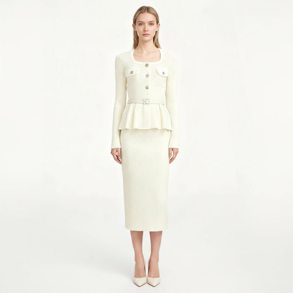 Ruffled Waist Knit Midi Dress Winteres
