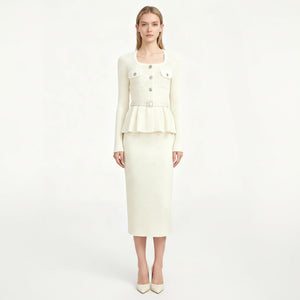 Ruffled Waist Knit Midi Dress Winteres