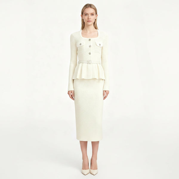 Ruffled Waist Knit Midi Dress Winteres