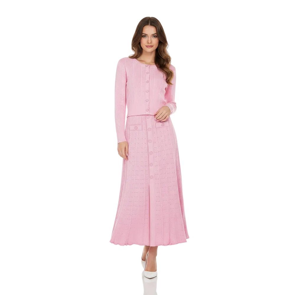Single-Breasted Cardigan & Skirt Set Winteres