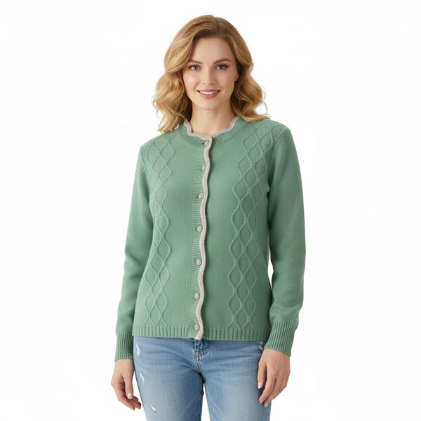 Cashmere Lace Collar Cable Cardigan Winteres