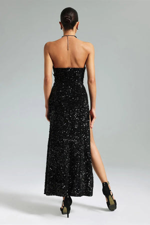 Soloma Sequins Feather Maxi Dress Winteres
