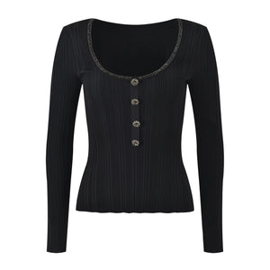 Rhinestone Slim Fit Knit top Winteres