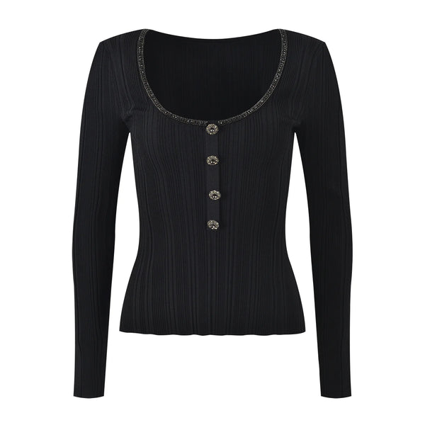 Rhinestone Slim Fit Knit top Winteres