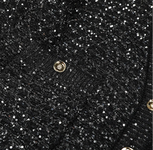 Sequin V-Neck Belted Cardigan Winteres
