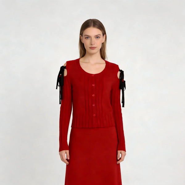 Lace-up Knitted Long Sleeve Cardigan Winteres