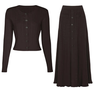 Single-Breasted Cardigan & Skirt Set Winteres