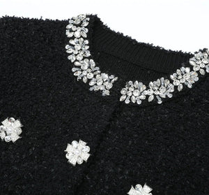 Crystal O-Neck Cardigan & Mini Skirt Set Winteres