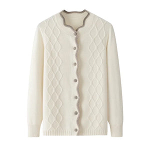 Cashmere Lace Collar Cable Cardigan Winteres