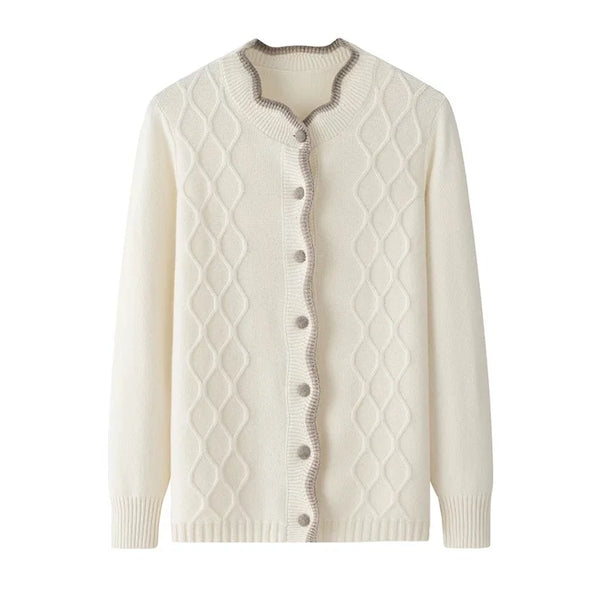 Cashmere Lace Collar Cable Cardigan Winteres