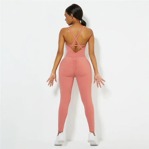 Cross-Back Scrunch-Butt Activewear Jumpsuit Winteres