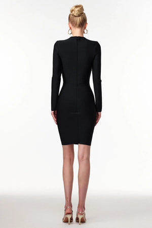 Women Chic IMiney Sexy Contour Long Sleeve Cut Out Bandage Mini Dr Ladies Bodycon Occassion Birthday Cocktail Prom Party Dresses Winteres