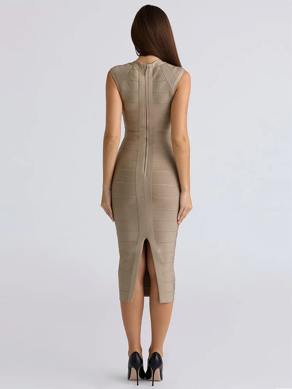 Zanela Khaki V-Neck Maxi Dress Winteres