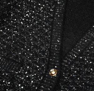 Sequin V-Neck Belted Cardigan Winteres