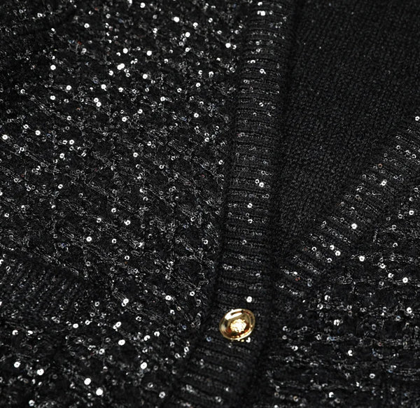 Sequin V-Neck Belted Cardigan Winteres