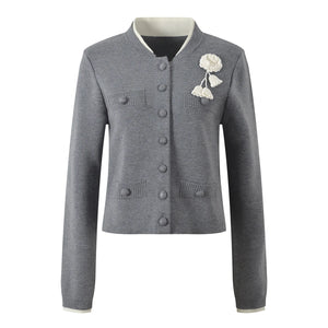Floral Long Sleeve O-Neck Knit Cardigan Winteres
