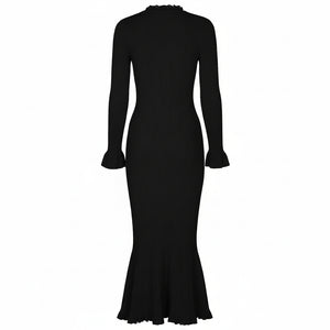 Black dress with long sleeves on a white background