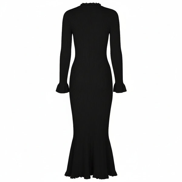 Black dress with long sleeves on a white background