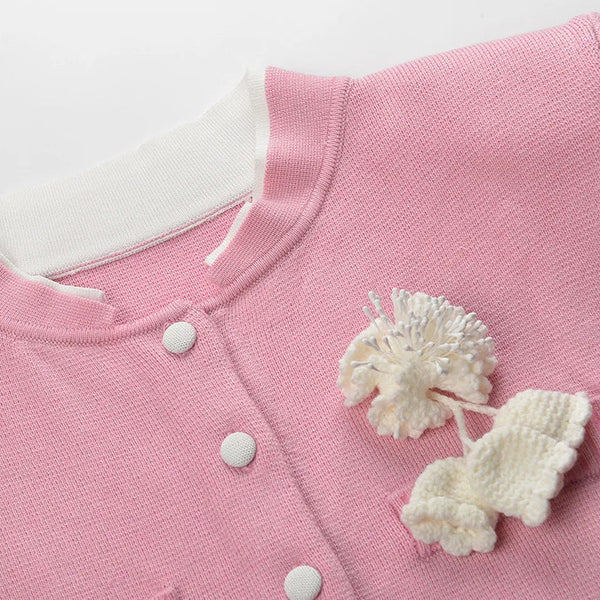 Floral O-neck Knit Cardigan Winteres