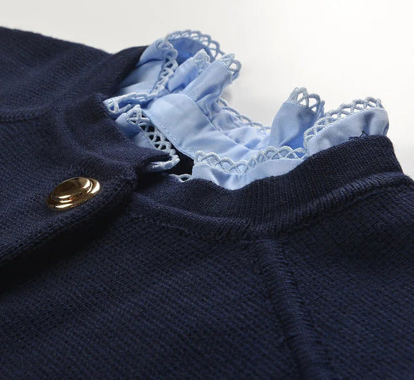 Ruffle Patchwork Knit Cardigan Winteres