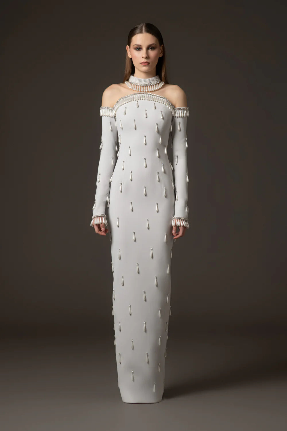 Leontine Harper Diamond Mesh Maxi Dress