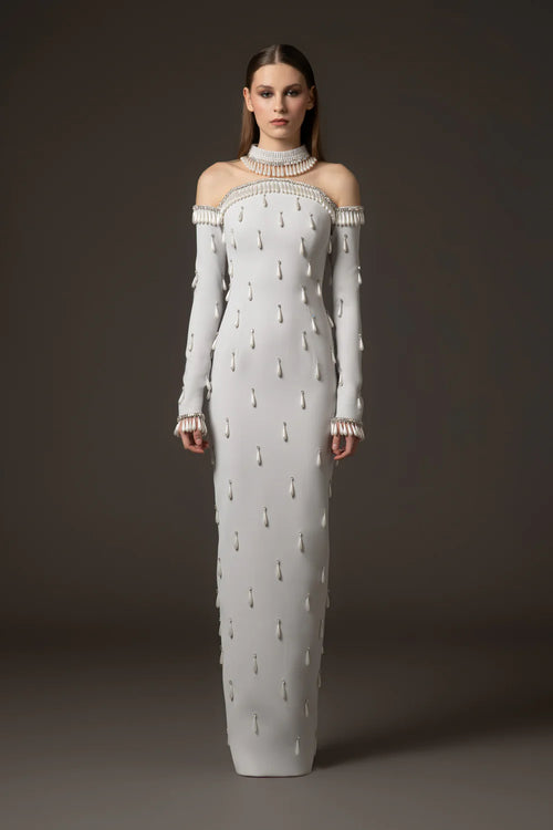 Leontine Harper Diamond Mesh Maxi Dress