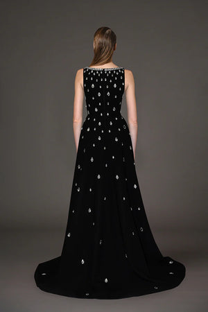 Calixa Diamond Beaded Evening Dress