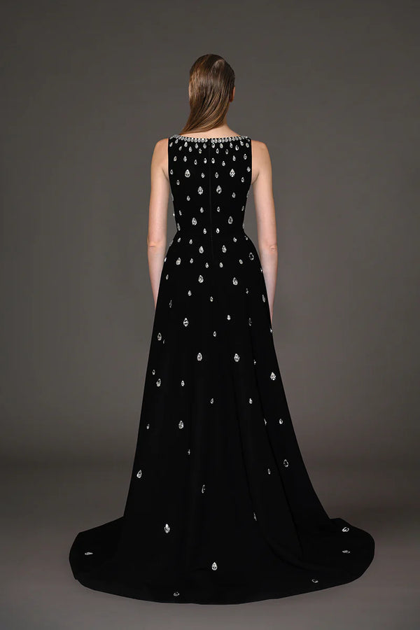 Calixa Diamond Beaded Evening Dress