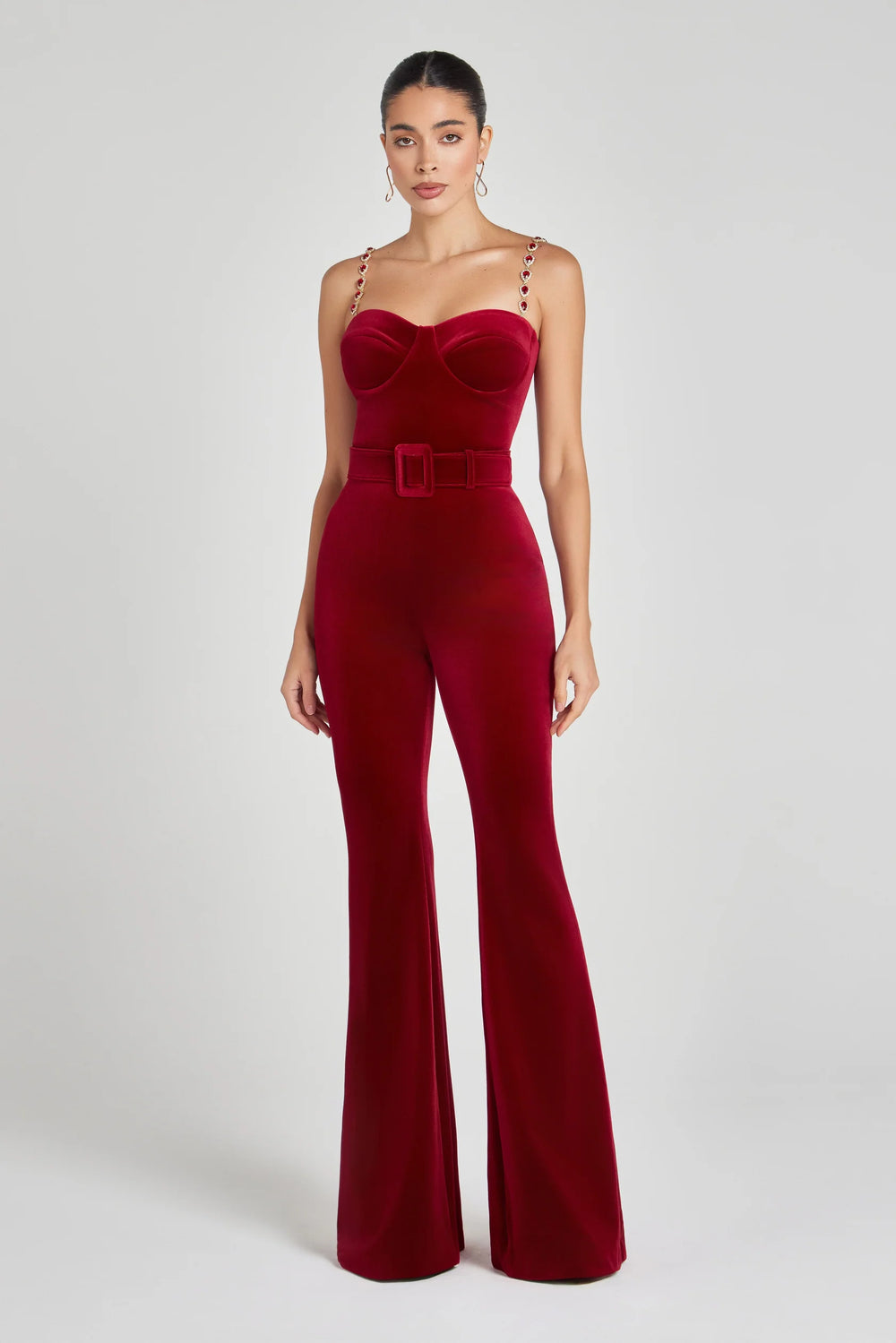 Velvet Flared-Leg Jumpsuit