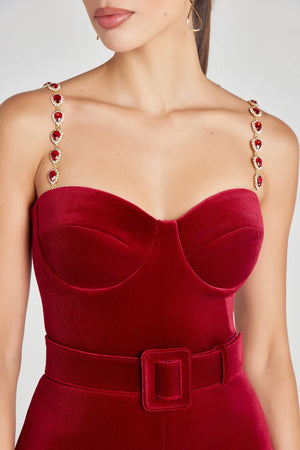 Velvet Flared-Leg Jumpsuit