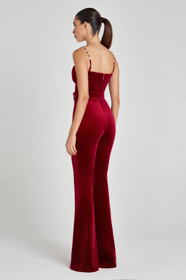 Velvet Flared-Leg Jumpsuit