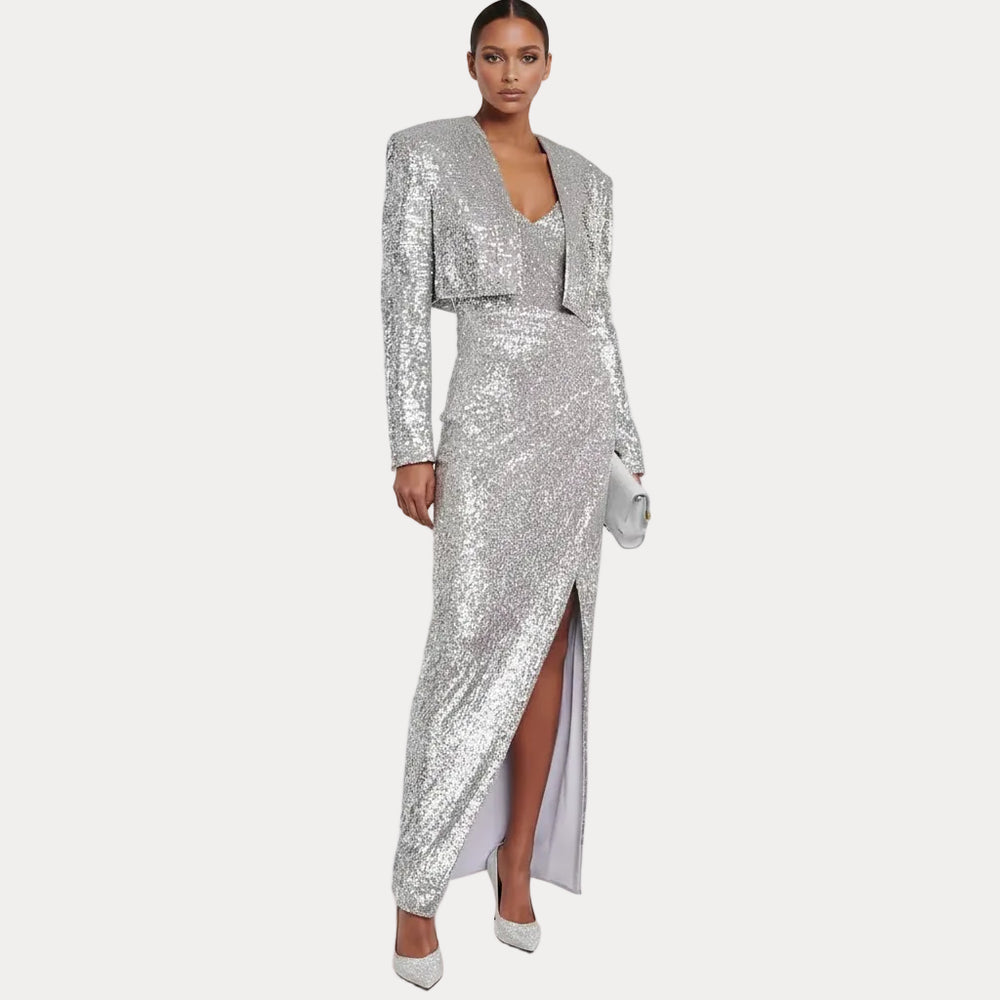 Sequined Set Dress and Blazer Winteres