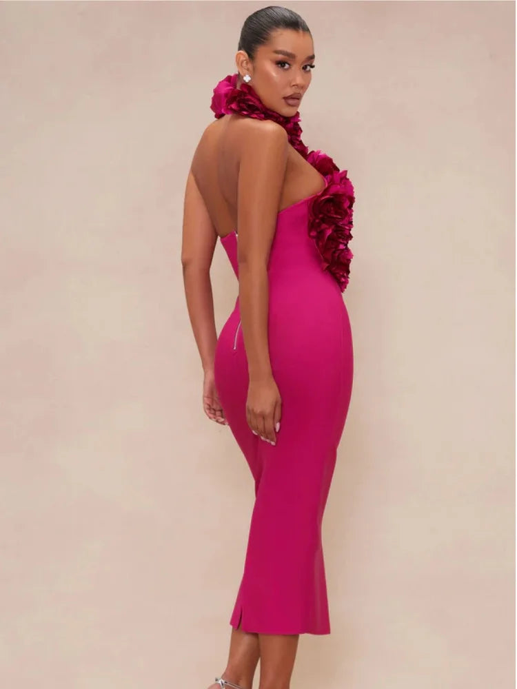 Rosy Bandage Dress Florals Winteres